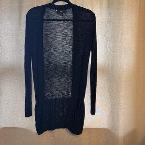 Black Open-Front Cardigan Sweater